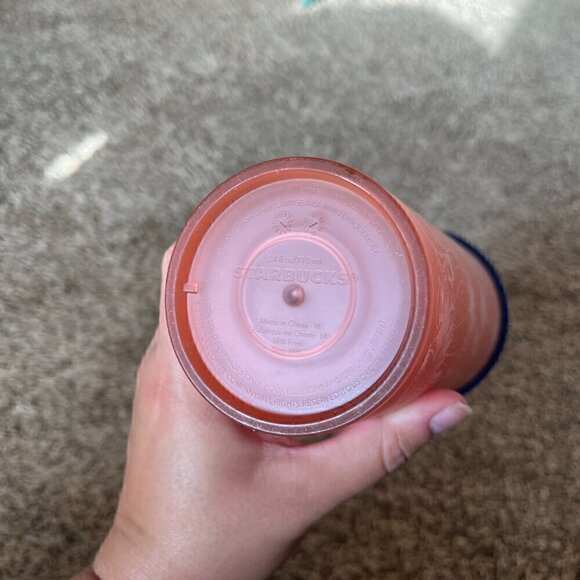 Starbucks 2019 Summer Collection Peach Navy Cactus Plant Acrylic Tumbler - Picture 2 of 2